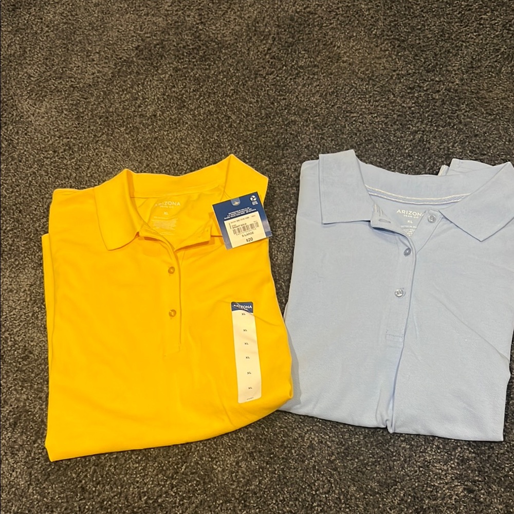 2 for $16 - Arizona Jean Company Yellow and Blue Polo Shirts Casual Style